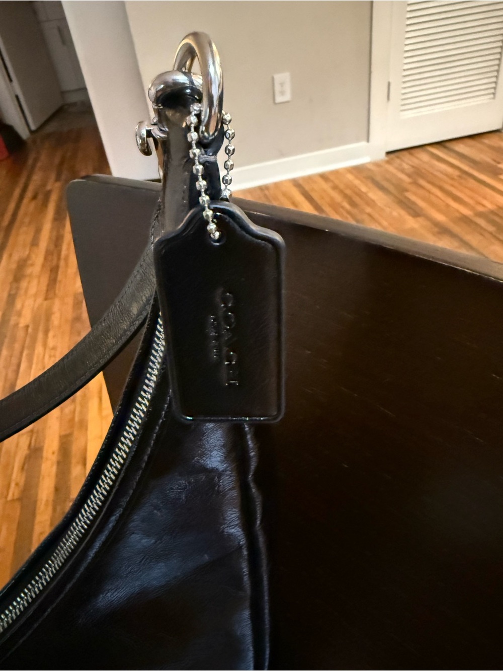 Coach Juliet Sling Bag in Black Glazed Leather with Silver Hardware - Picture 3 of 4